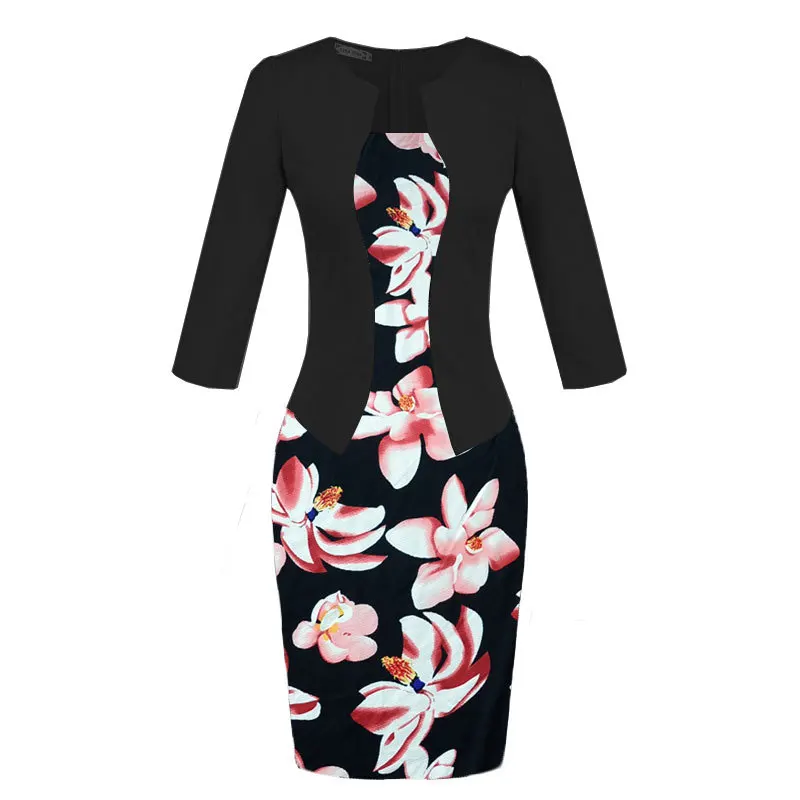 Женское платье-карандаш, летние платья, Дамское повседневное офисное черное элегантное вечернее платье, одежда vestidos - Цвет: 22