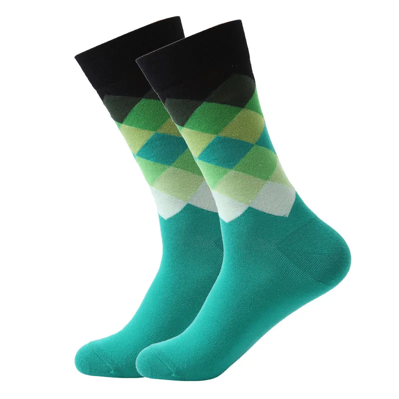 LETSBUY, мужские брендовые хлопковые носки с градиентными цветами, Летние Стильные длинные свадебные носки, мужские деловые носки до колена, мужские носки - Цвет: 920A