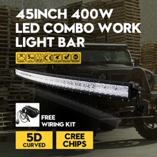 42 Inch 400 Вт Кри Чипсы 5D Светодиодные Бар Изогнутые Бар-типа Combo внешние Автомобильные Фары внедорожных Дальнего света ATV Для Jeep Hummer VW