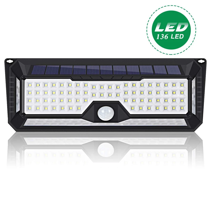 Movido a Energia Sensor de Movimento Lâmpada de Parede ao ar Lâmpada de Poupança de Energia à Prova Modos Solar Levou Luz Livre Jardim Quintal d' Água 136 3 2 136 Modos 3 Movido A Energia Solar