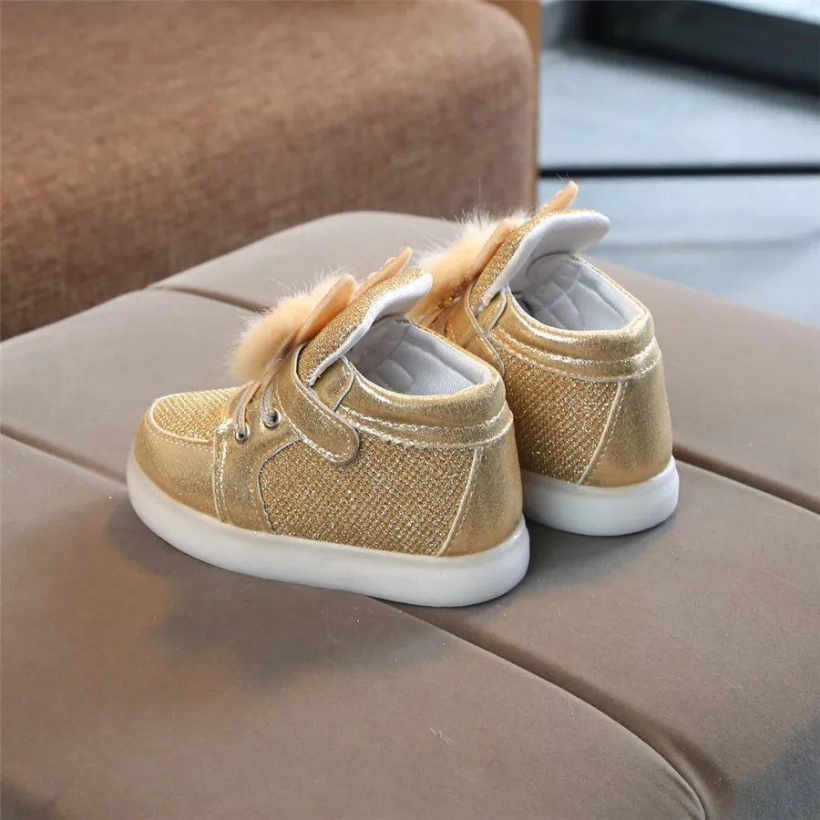 2019 kids sneakers lights girls cartoon rabbit fur LED lights shoes lights shoes sneakers casual shoes kids sneakers LED 40J24 (27)
