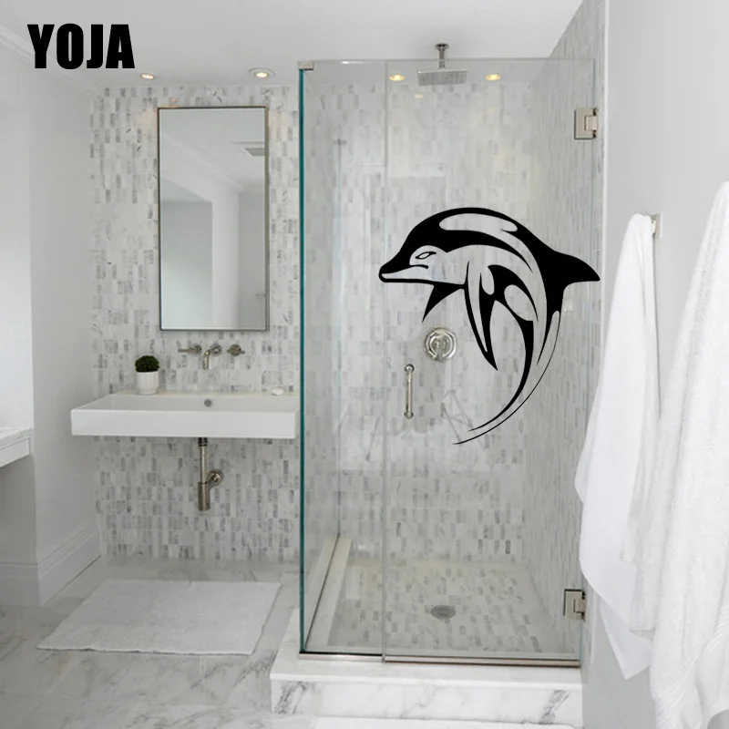 

YOJA 25x22.9CM Cute Dolphin Pattern Bathroom Glass Wall Sticker G2-0011