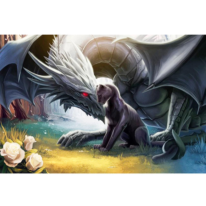 Diamond Painting Kit Dragon fox round Diamond Rhinestones Cross Stitch