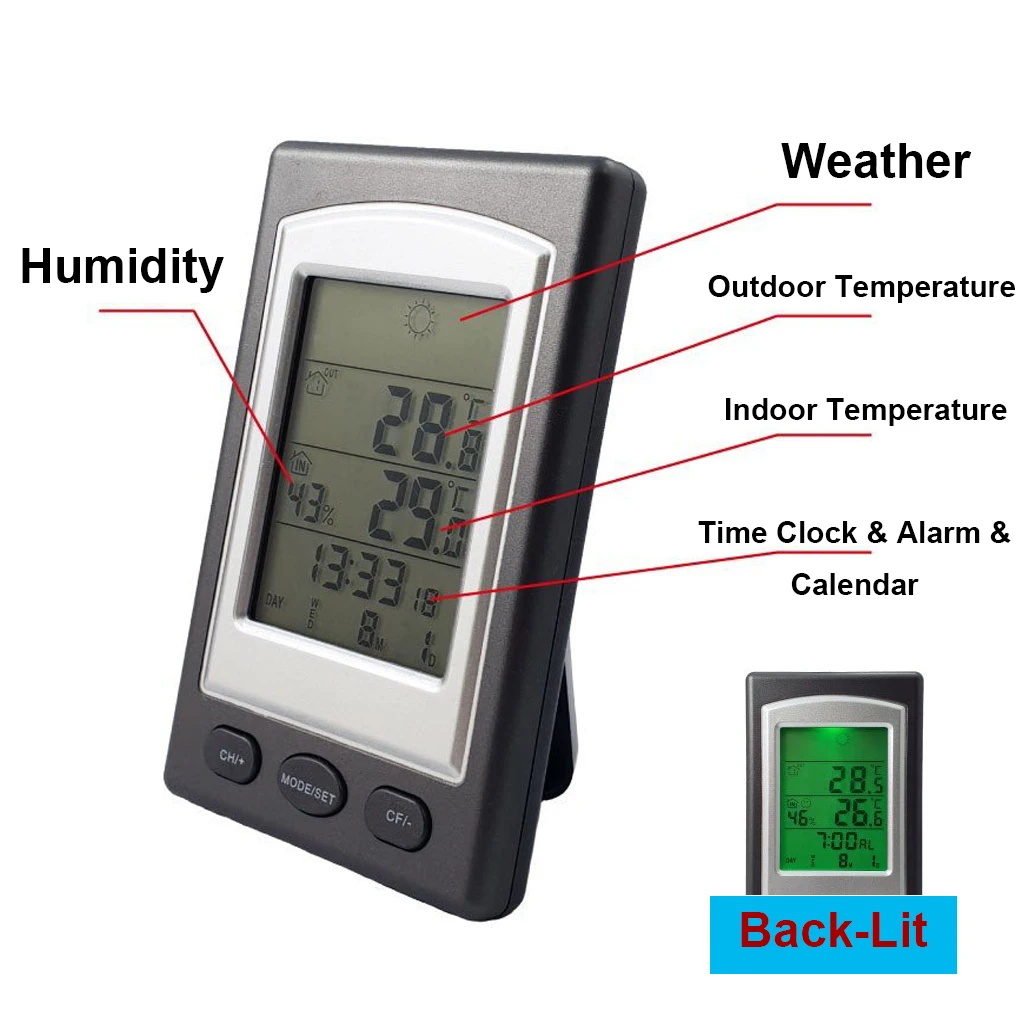 

Professional Wireless Temperature and Humidity Monitor Digital Hygrometer Gauge Meter Weather Forecast Indicator