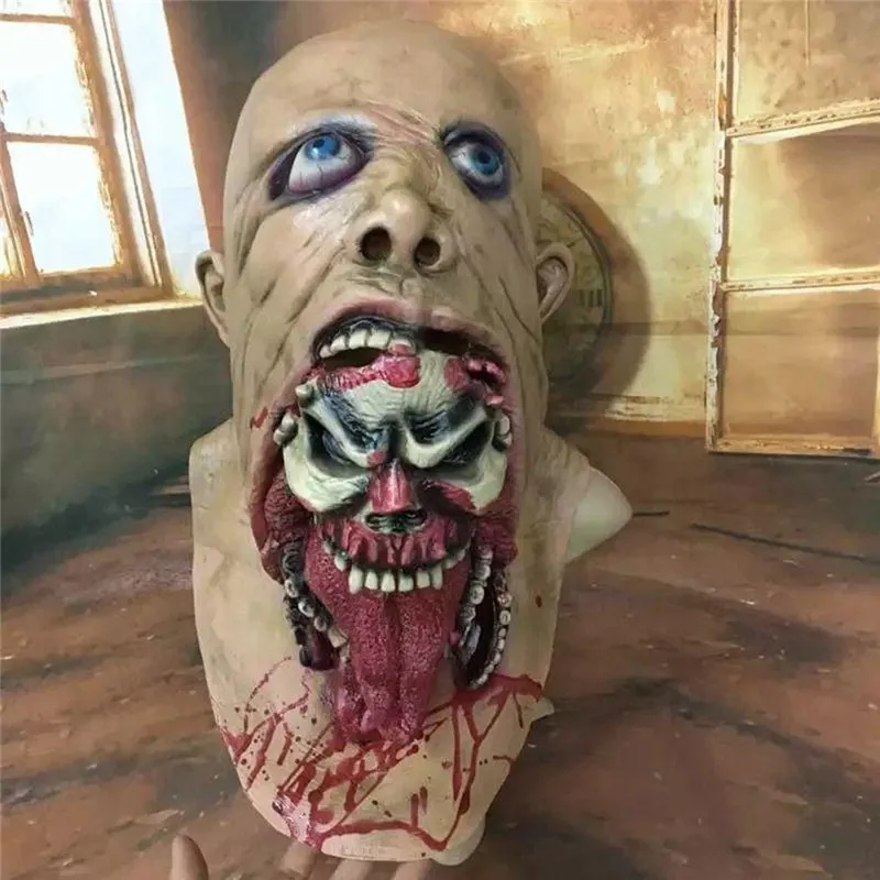 Кровавый Зомби Маска плавления Уход за кожей лица латекса взрослого костюма Ходячие мертвецы Хэллоуин Страшные голову Маски для век