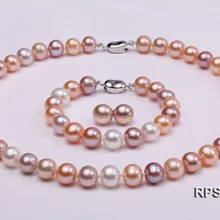Уникальный жемчуг ювелирный камень настоящие жемчужные украшения набор наивысшего качества 10 мм миксы круглый пресноводный жемчуг ожерелье браслет серьги