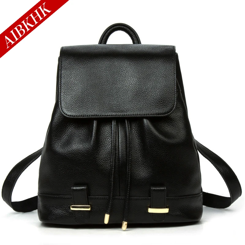 New Fashion Genuine Leather Women Backpacks High Quality Female Real