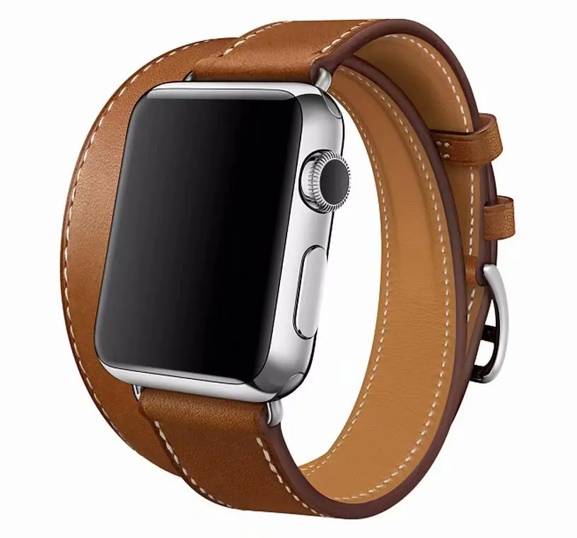 fashion Leather loop for iwatch Series 4 2 3 1 for Apple Watch band Strap Double Tour Extra Long 38mm 42mm 40mm 44mmseries 5