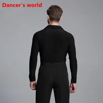 

2017 Long Sleeves V Collar Tie Mens Latin Shirts Dance Top Ballroom Latin Dance Costumes Stage Clothing For Men Ballroom Clothes