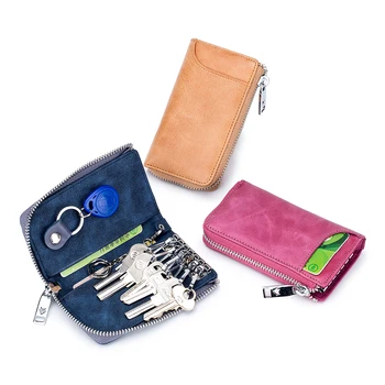 

Key Ring Wallet Women Genuine Leather Keychain Pouch Purse Men Car Key Holder Wallets Keys Cover Bag Fashion Organizer Case