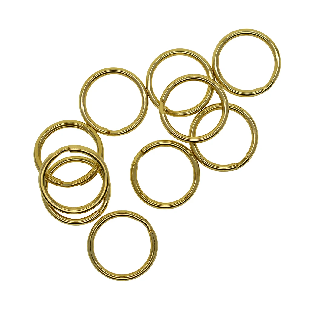 10 Pieces Round Solid Brass Split Key Ring Chain Hook Hardware Keyrings Keyschains Connector Bag Charms Clasp 20mm	