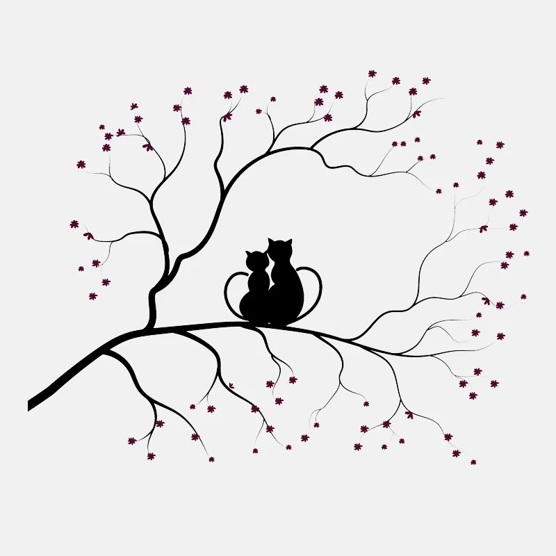 Yjzt 16 9cm 13 4cm Couple Chat Silhouette Assis Sur L Arbre Pvc Voiture Autocollant 11 Aliexpress