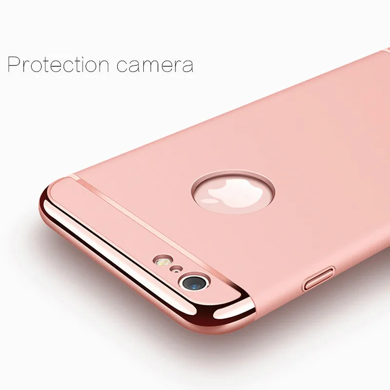 Funda dura dorada de lujo para iPhone 7 6 6 s 5 5S SE X cubierta trasera Xs Max XR extraíble funda 3 en 1 para iPhone 8, 7, 6, 6 s Plus