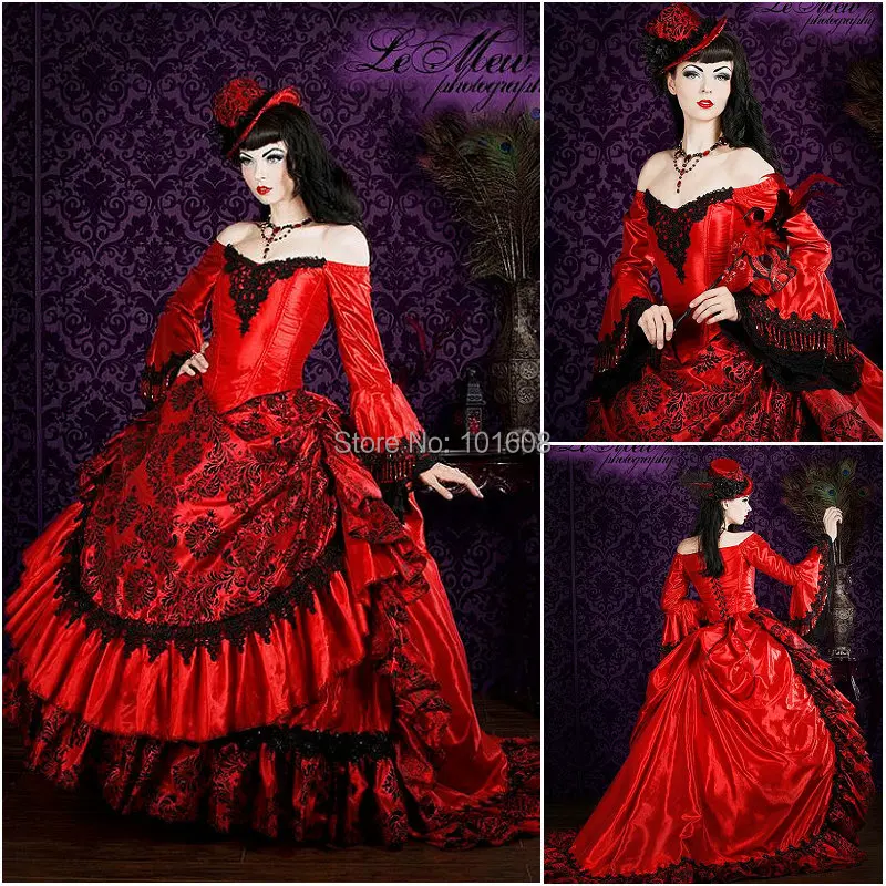 

1860S Victorian Corset Gothic/Civil War Southern Belle Ball Gown Dress Halloween dresses CUSTOM MADE R-055