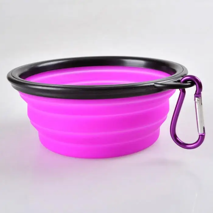 New Collapsible foldable silicone dog bowl candy color outdoor travel portable puppy doogie food container feeder dish