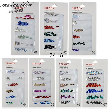 

Multi-size 60pcs AB Glass Nail Rhinestones For Nails Art Decorations Crystals Strass Charms Partition Mixed Color Rhinestone Set