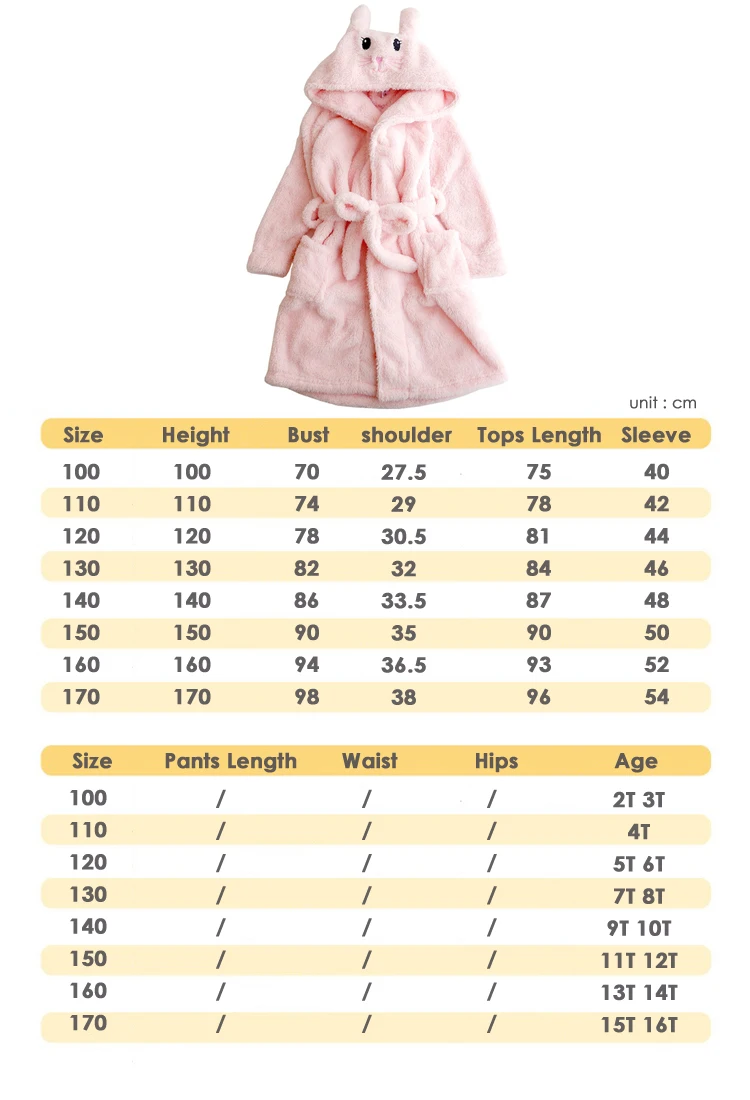 Kids Cartoon Bunny Pajamas Baby Girls Flannel Sleepwear Coral Fleece Winter Bathrobe Children Hooded Towel Robes Pyjamas Clothes