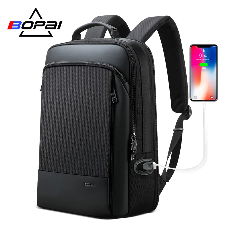 

BOPAI Backpack Men Enlarge Anti theft Business Backpack for 15.6inch Laptop Black Back Pack School Backpack Breathable Back