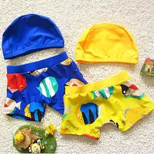 Океаническая рыба печатных детские купальники для мальчиков купальные шорты W/cap для детей одежда Купальные костюмы детские купальники D2O