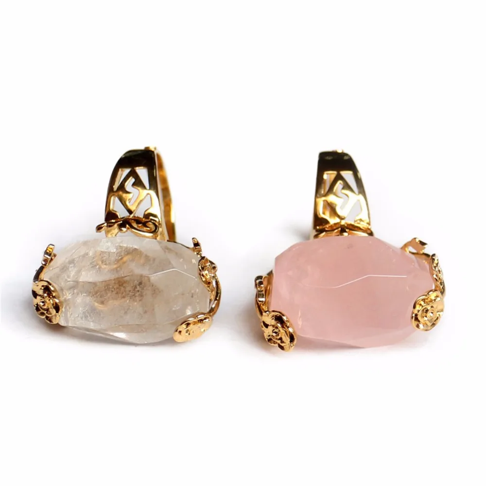 

Druzy Fashion Natural Stone Pink Tourmaline Ring White Crystal Handmade Jewelry Silver Color Ring for Women Party Gift Wedding
