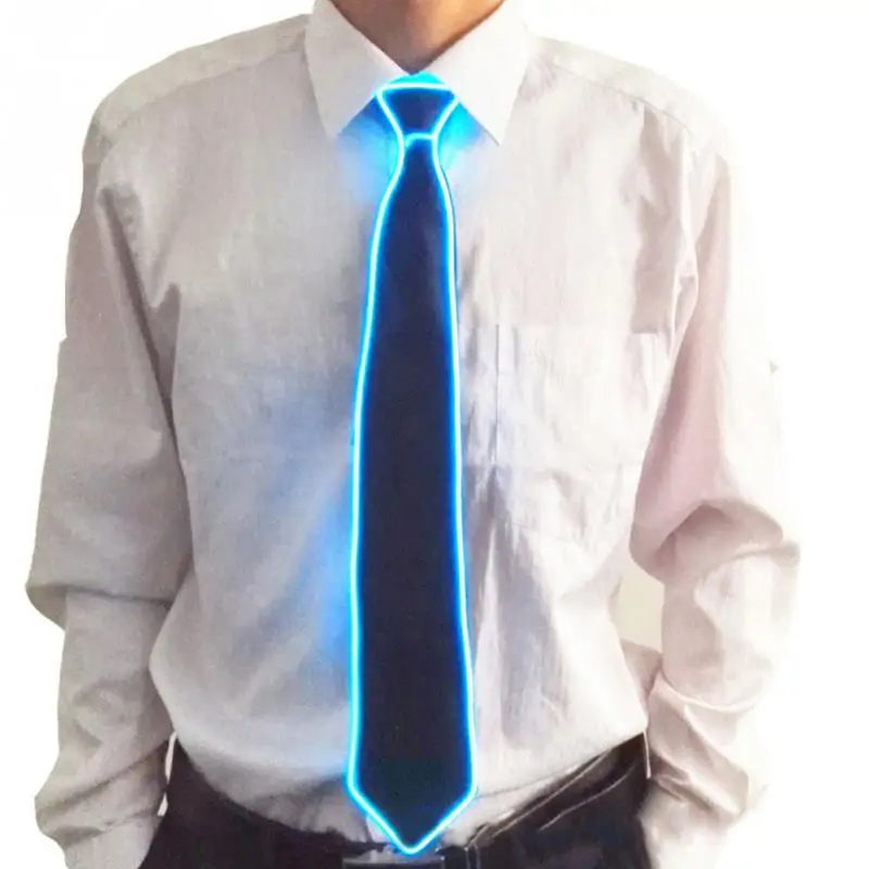 

New Novelty Men Ties Creatively Light Up LED Flashing Ties Male Fashion Striped Glowing EL Tie Luminous Light Neck Ties &