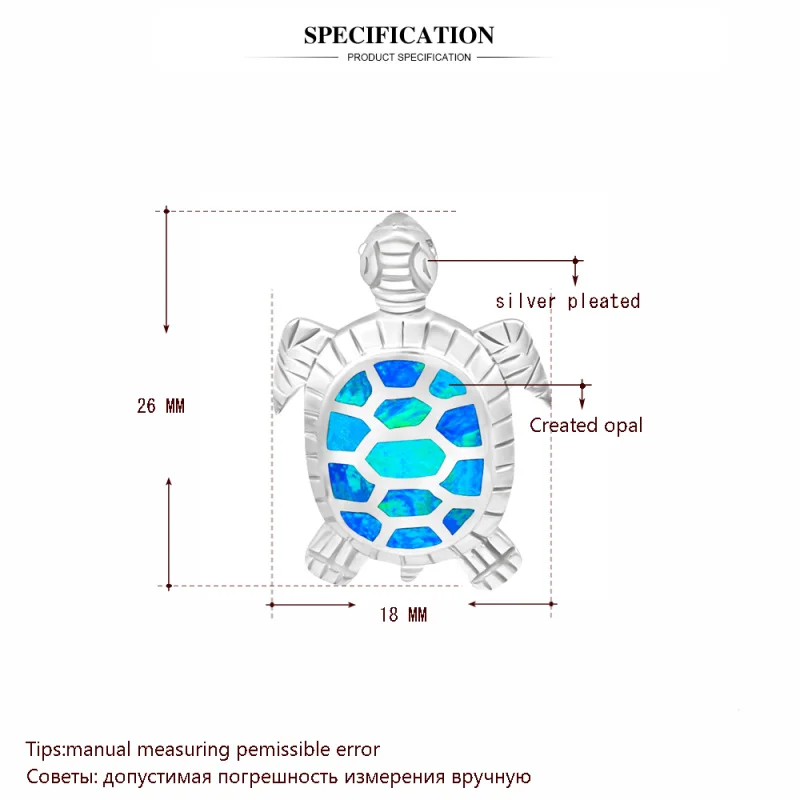 Высочайшее качество отличное черепаха Синий огненный опал Серебро Подвески приятные подарки ювелирные изделия для женщин OP305