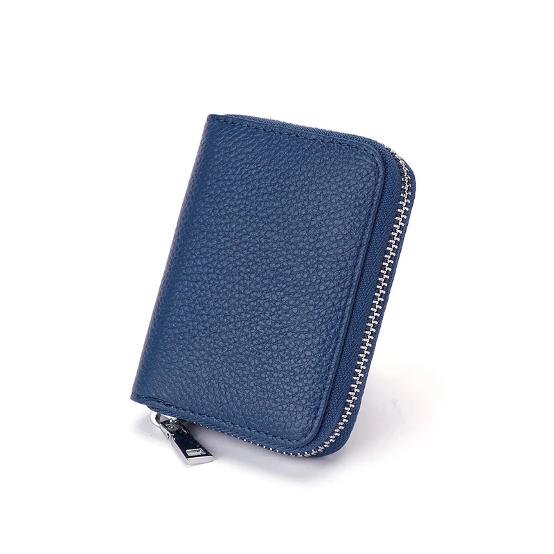 

genuine Leather Credit Card Purse for men or women's zipper card wallet