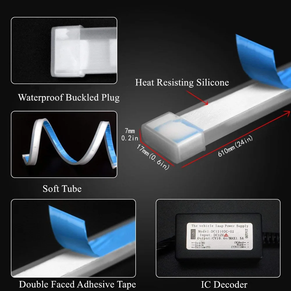2 Pcs Ultrathin Car LED Strip Lights DRL Daytime Running Light Dual Color Flexible LED Turn Signal Angel Eyes Lamp Car Styling 2 Pcs Ultrathin Car LED Strip Lights DRL Daytime Running Light Dual Color Flexible LED Turn Signal Angel Eyes Lamp Car Styling