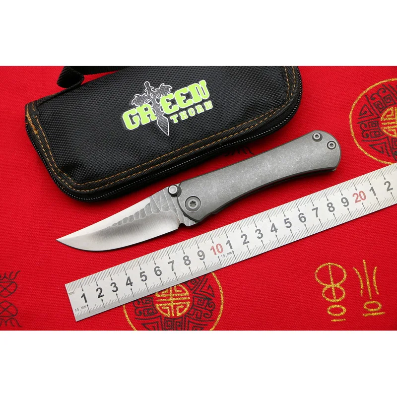 

Green thorn SBSF M390 steel blade Nudist TC4 Titanium handle outdoor camping hunting pocket fruit folding knife EDC Utility tool