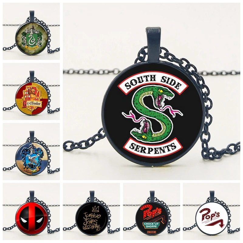 

3Color Fashion Round Glass Dome Pendant Necklace Star Trek Riverdale Personality Photo Couple Necklace Pendant Ms. Men's Jewelry