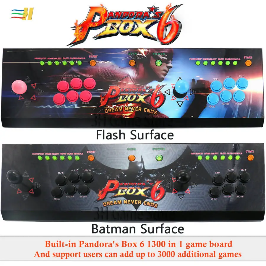 Pandora Box 6 1300 in 1 arcade console can add 3000 games 2 players led button usb joystick for pc ps3 amusements game machines Pandora Box 6 1300 in 1 arcade console can add 3000 games 2 players led button usb joystick for pc ps3 amusements game machines