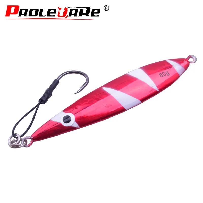 

Proleurre 110mm 85g Slow shake Metal Jigging Fishing Spoon Iron Plate Long shot Laser Luminous Lead Baits Sea Fishing Jig Lures