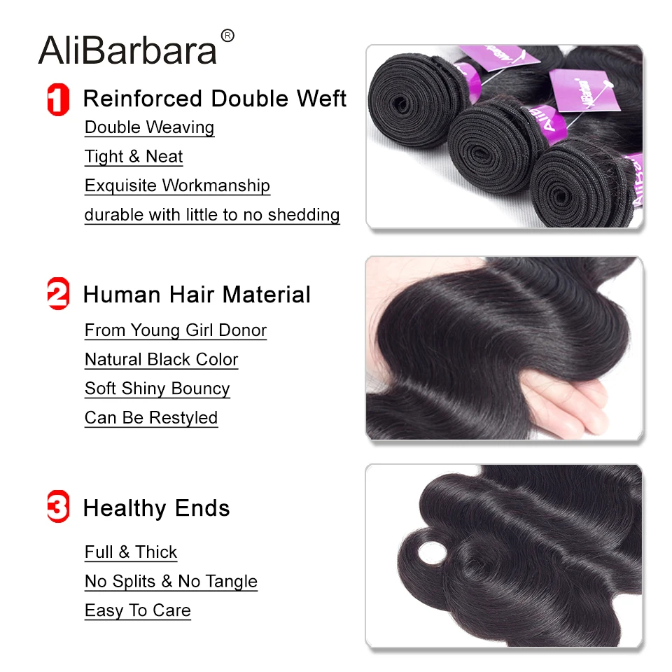 Brazilian Body Wave Hair Weave Bundles AliBarbara Hair Natural Color 100% Human Hair weave 1/3/4 Piece 8-28\ Brazilian Body Wave Hair Weave Bundles AliBarbara Hair Natural Color 100% Human Hair weave 1/3/4 Piece 8-28\