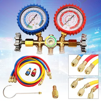 

Diagnostic Tool R12 R22 R134A HVAC A/C Refrigerant Manifold Gauge Charging Hose Couplers Kit Pressure Vacuum Testers Set