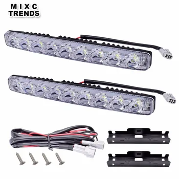 

1Set DRL LED Light Bar Waterproof Car High Power Aluminum LED Daytime Running Lights 12V 9 Leds Car Daylight Auto LED Fog light