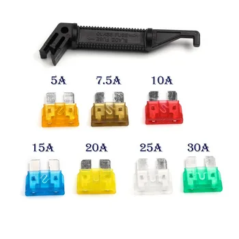 

120PCS 7 Types Auto Fuse Blade Assortment Kit With Black Holder Key For Car Motorcycle Truck Standard Automotive M 5-30 AMP
