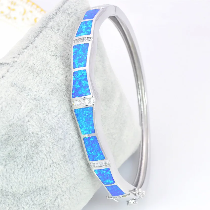 И розничная модные тонкие синие огненные опаловые браслеты 925 ювелирные изделия из серебра для женщин BNT1711001
