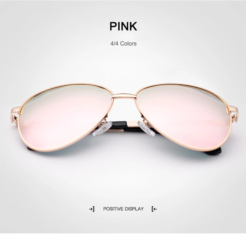 Зеркало овальные Для женщин солнцезащитные очки 4 цвета черный/синий/серебристый/розовый UV400 Нержавеющая сталь рамки с коробкой - Цвет линз: pink