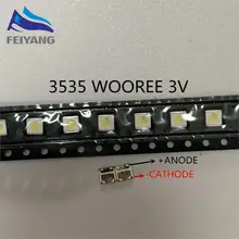 100pcs Para WOOREE LEVOU 3535 Contas de Luz branco Fresco 3V 1.85W LED Backlight TV LCD LED Backlight aplicação de TV WM35E1F-YR07-eB