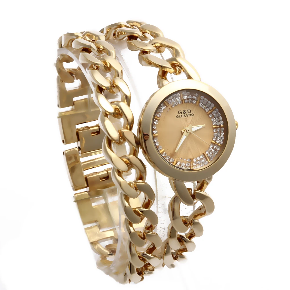 G& D роскошные женские часы-браслет из нержавеющей стали женские кварцевые наручные часы модные повседневные часы под платье для дам подарки