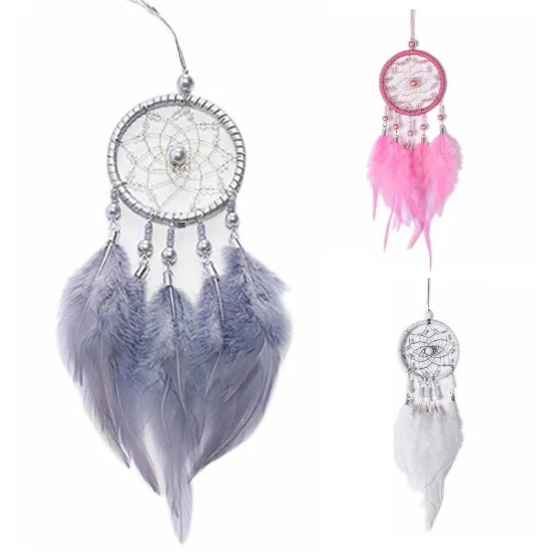 

Wall Hanging Dream Catcher /Mini Car Accessories Pendant Wall Hanging/Home Garden Decor /birthday Gift Pink & White & Gray