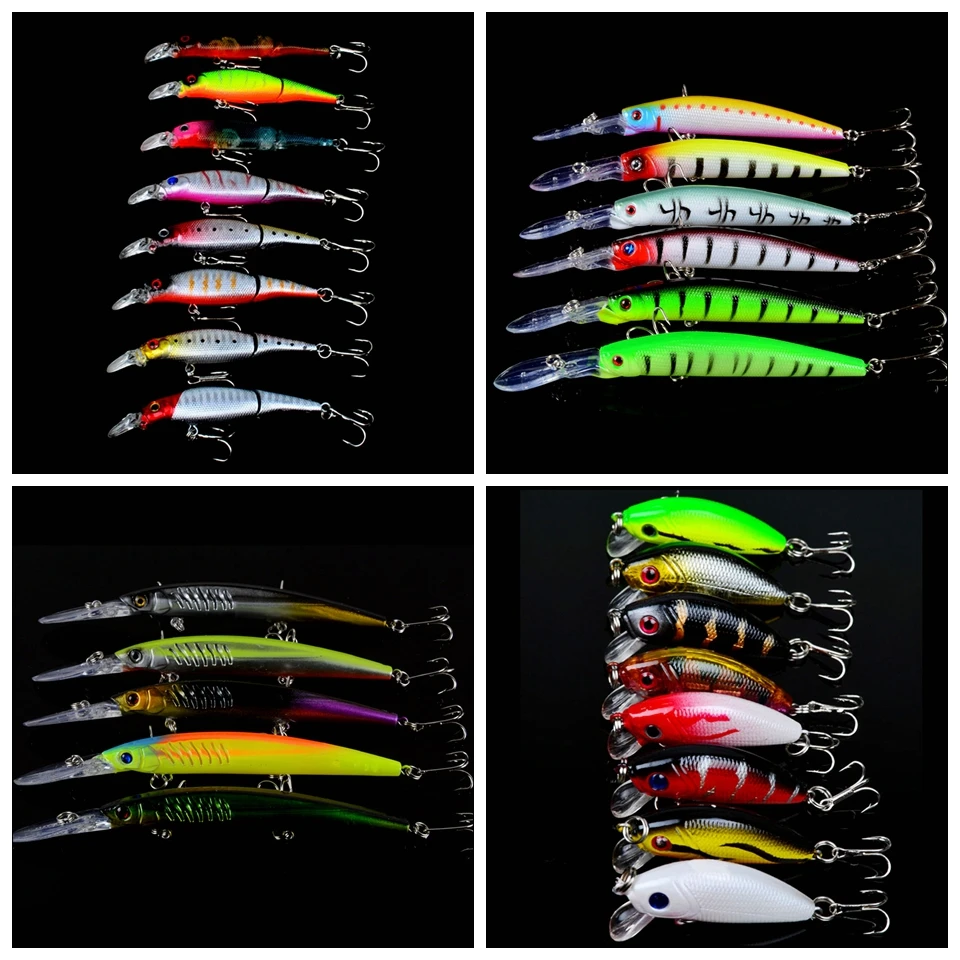LINGYUE 56 шт.лот набор смешанных приманок Minnow кривошипная приманка и мягкая лягушка рыболовные снасти 56 различных цветов воблеры рыболовные снасти (art.: 7a4249355) - 7a4249355