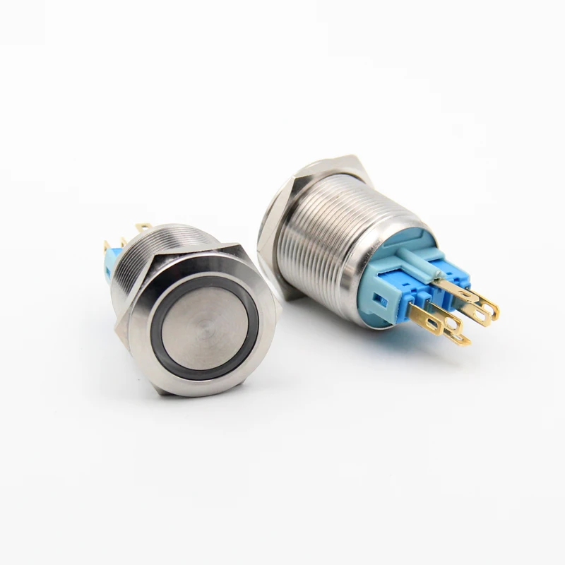 1PCS/LOT YT1078B Hole Size 22 mm Automatic Reset Switch Metal push button switch With LED Light