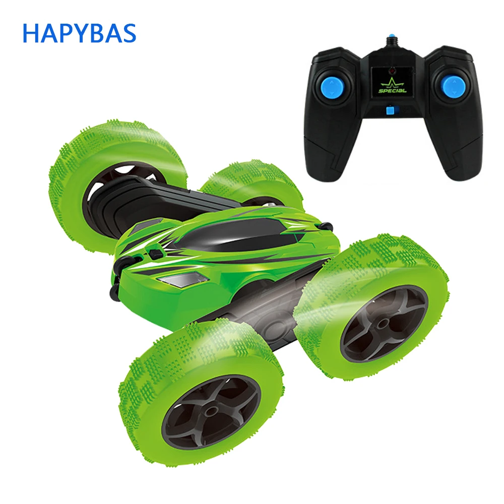 Goede 2.4Ghz Afstandsbediening Auto Stunt Rc Auto Hoge Snelheid Knipperende 3D Flip roll Groene Blauwe Elektrische Ras Dubbele S Speelgoed kerstcadeau