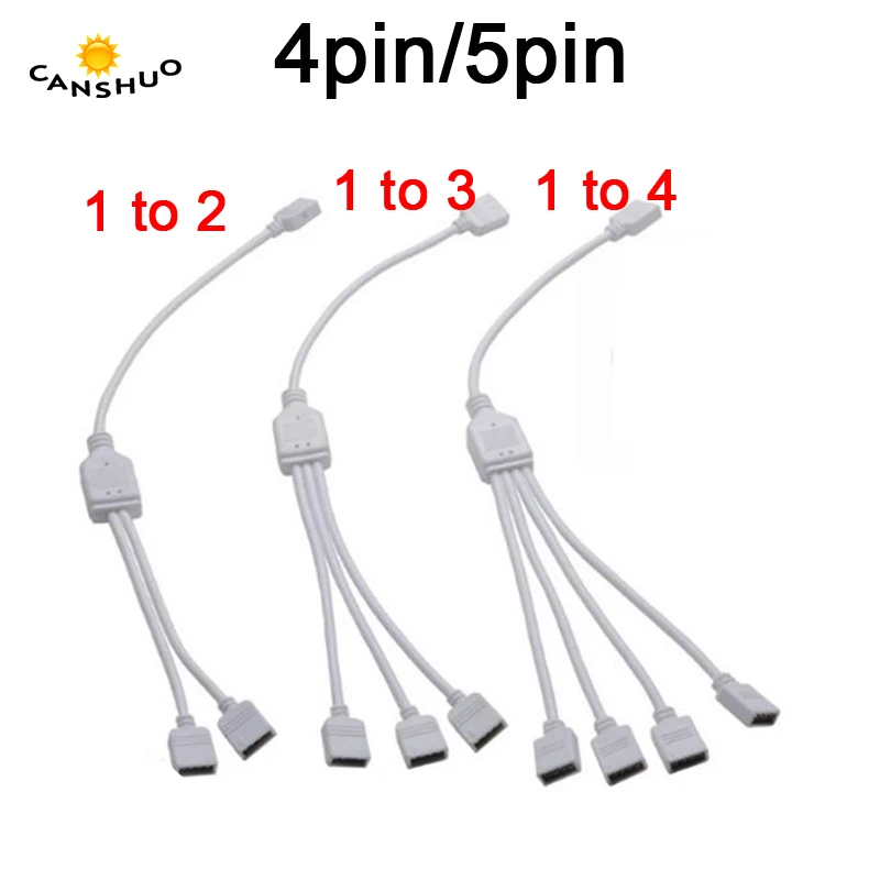 

4 Pin/5 Pin Connector Wire 1to2/1to3/1to4 Female Splitter Connector Cable Adapter For SMD 5050 3528 RGB/RGBW LED Strip Light