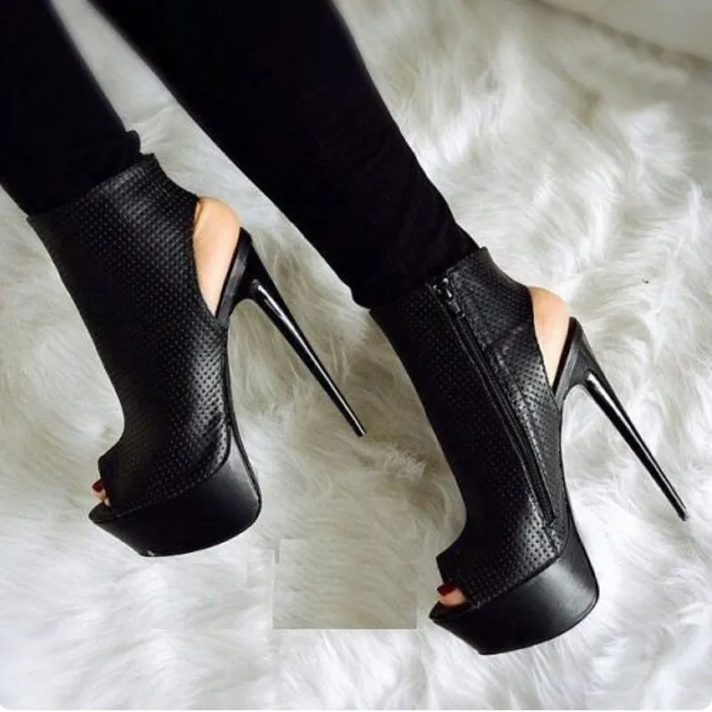 heeled boots with open toe