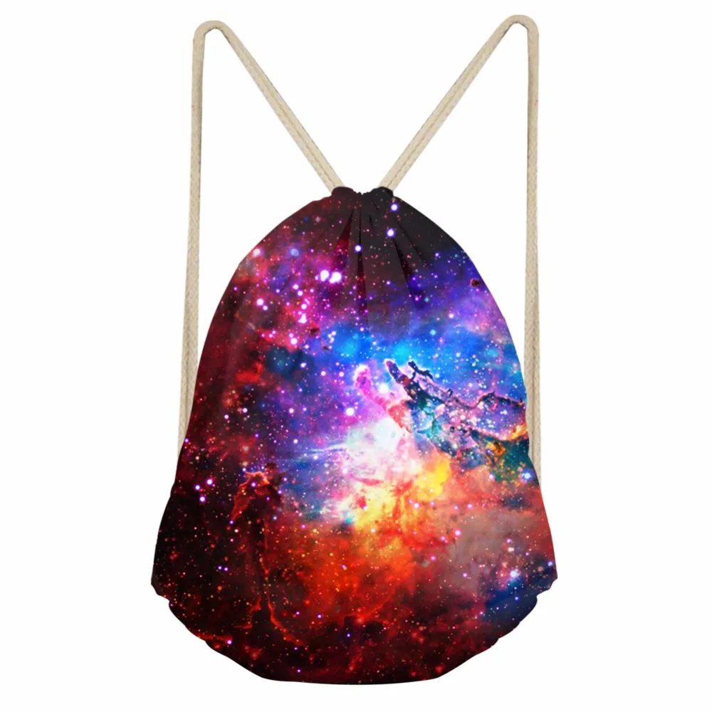 Noisy Designs 3D Galaxy Women Softback Backpack Small Men Space Star Prints Drawstring Bag for School Girls Mochila Feminina | Багаж и