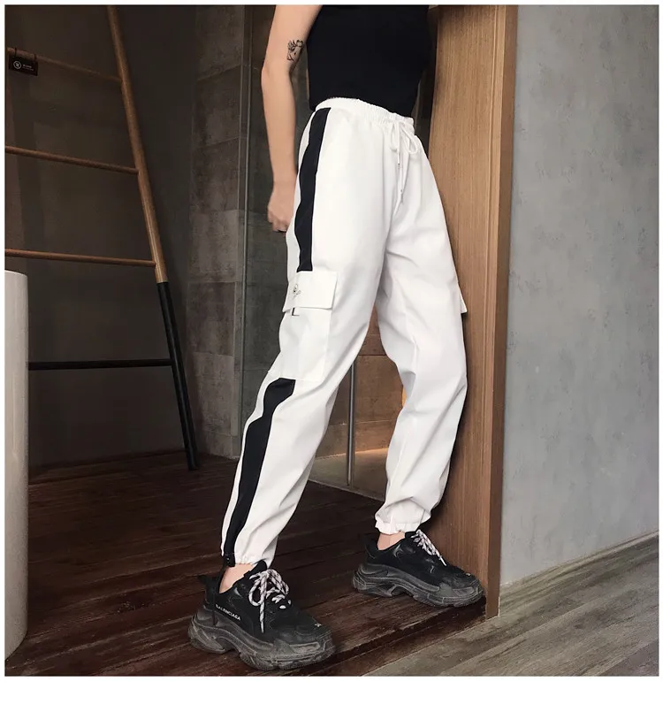 Calças cargo de bolsos grandes, calça larga