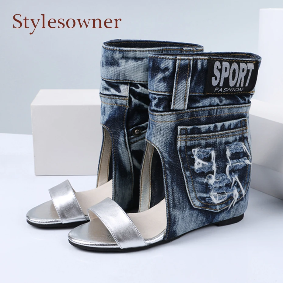denim wedge heel shoes