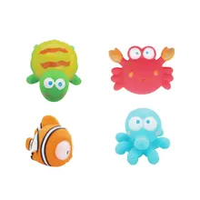 Полный набор 4 шт. игрушки для купания для ребенка вода плавательный подарки мягкая лягушка мультфильм резиновая сжимающая ББ звук вытирает игрушки для ванной дети